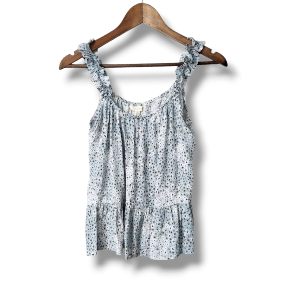 Sim & Sam Floral Print Frilled Swing Boho Tank Top  | XS
